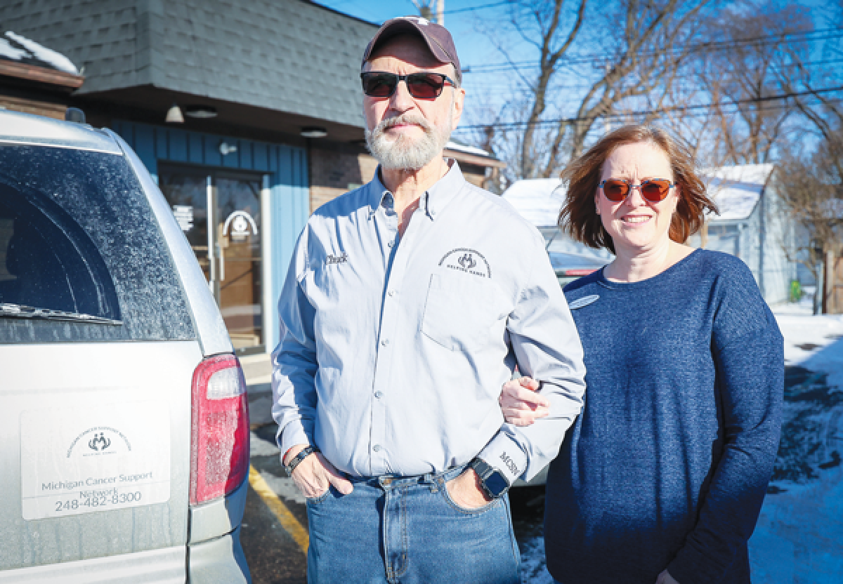  In 2023, Chuck Schotten, pictured with his wife, Susan, launched the Michigan Cancer Support Network. The nonprofit provides rides to and from medical appointments for cancer patients, along with wigs and counseling services, all at no charge. 