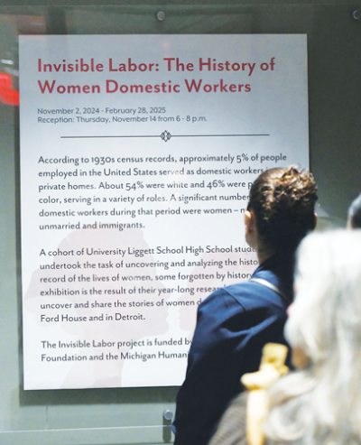  “Invisible Labor,” an exhibition about 20th century domestic workers in the Grosse Pointes and Detroit, is on display now at the Edsel and Eleanor Ford House Visitor Center. 