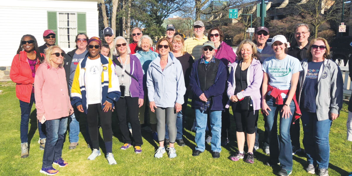  Troy Historic Village’s walking group has been on hiatus. The group is pictured at a previous outing. 