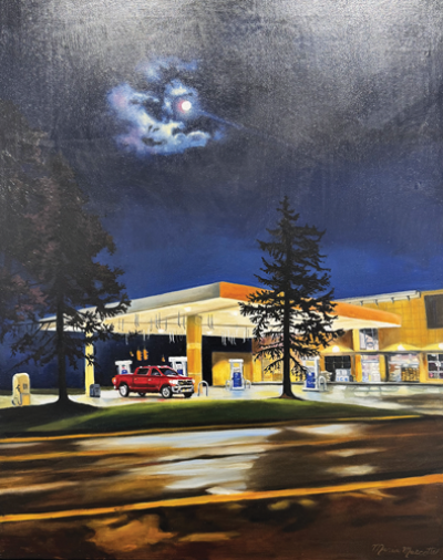     The oil picture of Maria Marcot, Tim Hortens, is one of her works of art in the current Bloomfield Art Center student work show, which is inspired by a scene in Birmingham.  